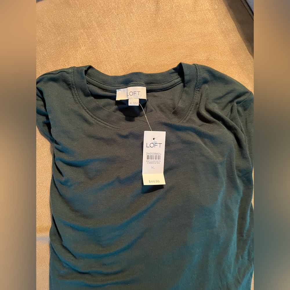 LoftLongLift sleeve knit blend top. Loft. Size XL. Green jersey - Picture 1 of 4